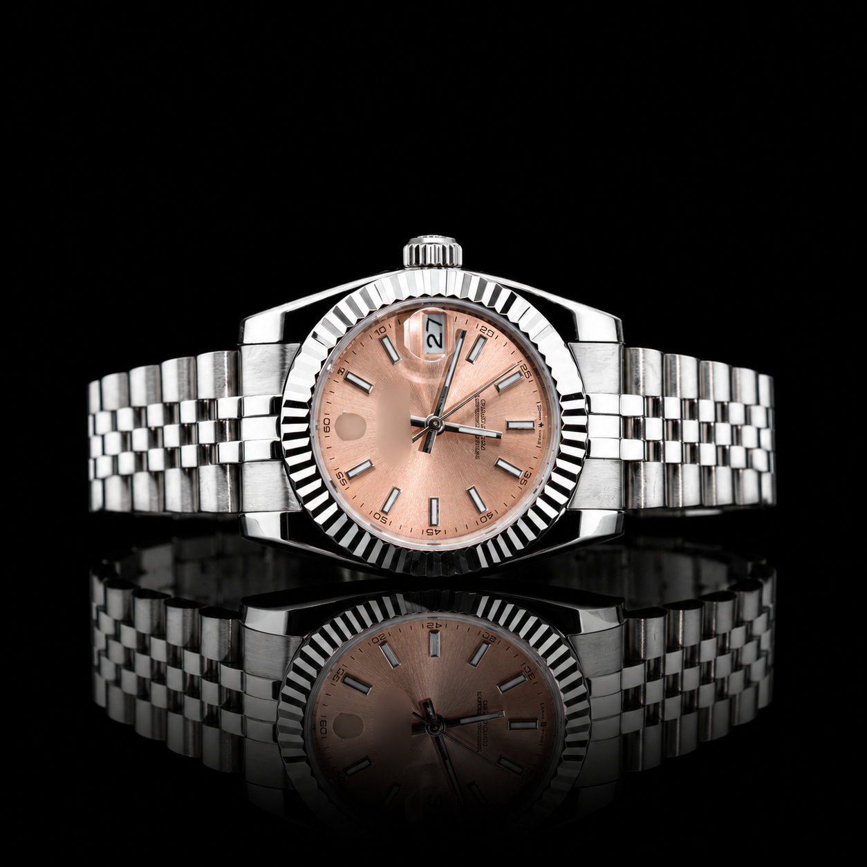 Sleek Light-Pink Dial Watch