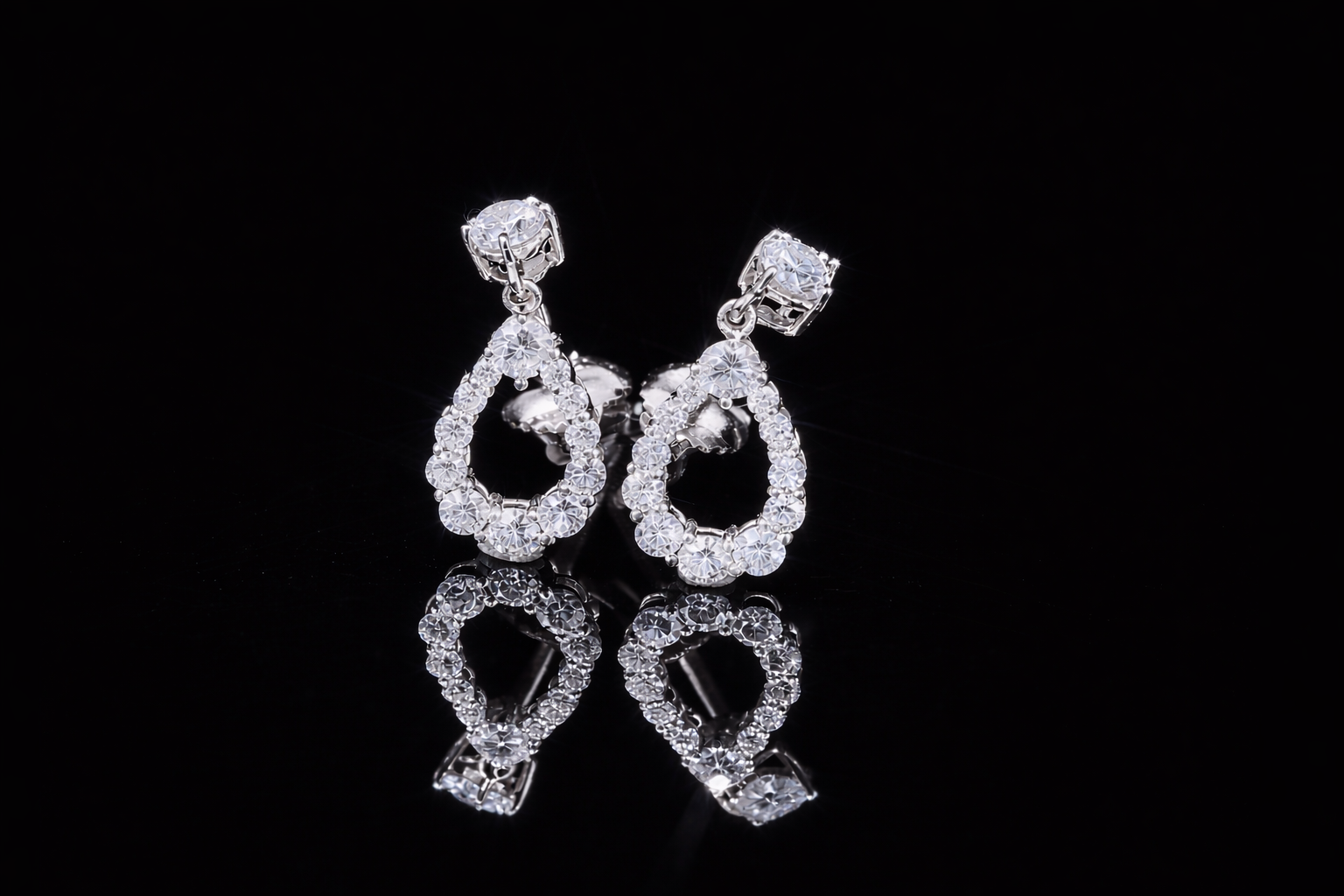 Luxury Diamond Pear Drop Earrings | 18K, 14K, 10K Gold & Silver