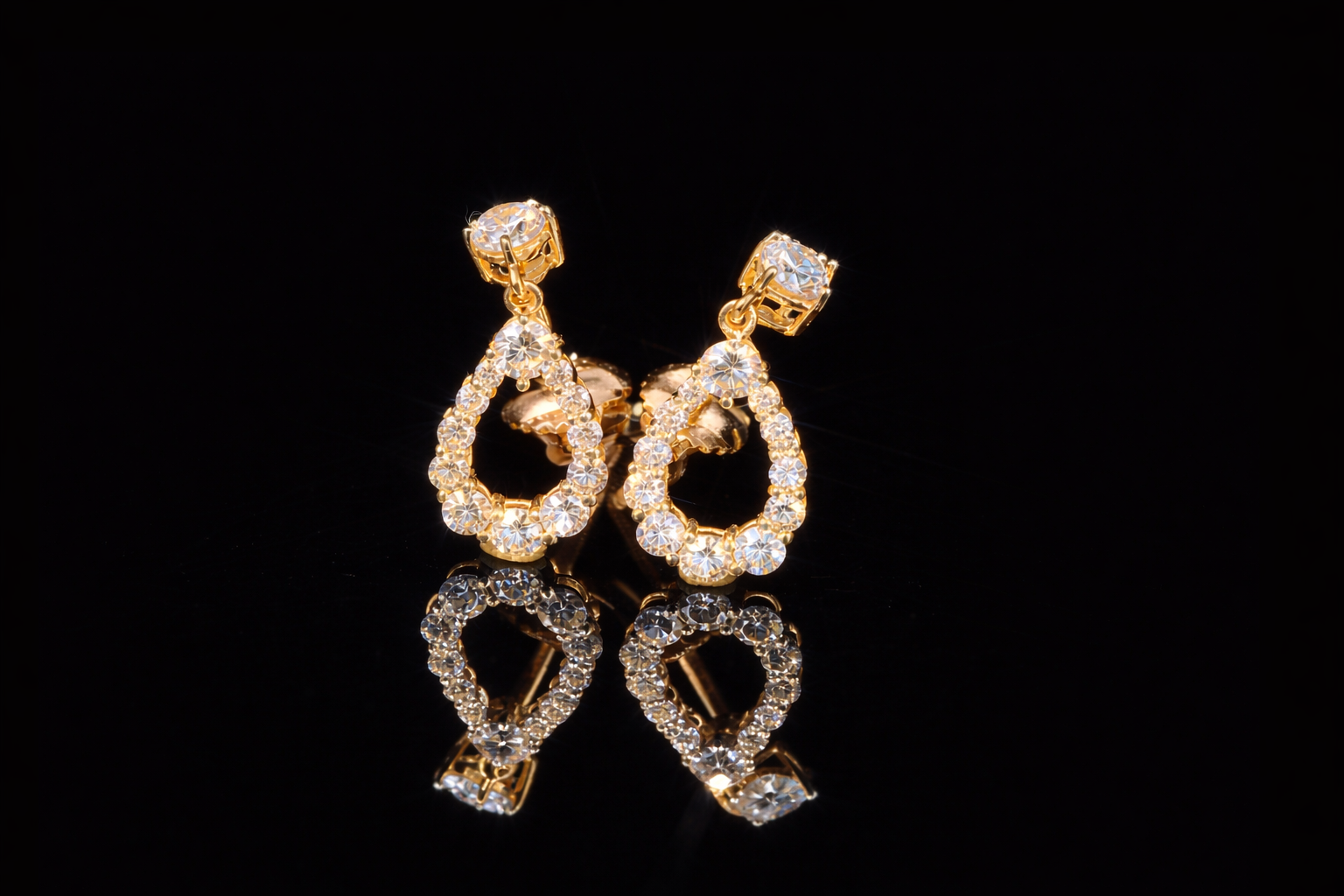 Luxury Diamond Pear Drop Earrings | 18K, 14K, 10K Gold & Silver