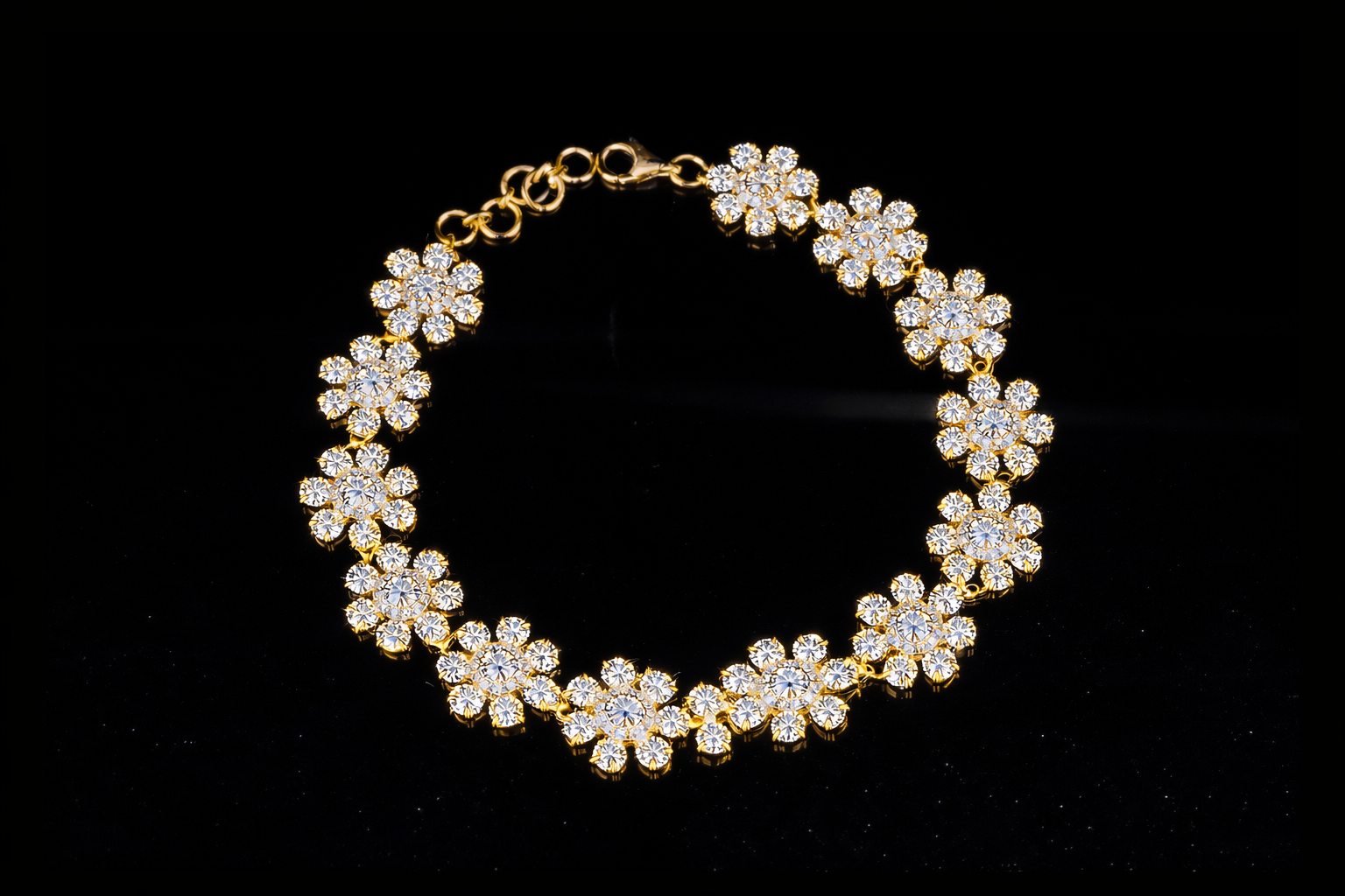 Diamond Floral Bracelet | Luxury Flower Diamond Bracelet in Gold & Silver