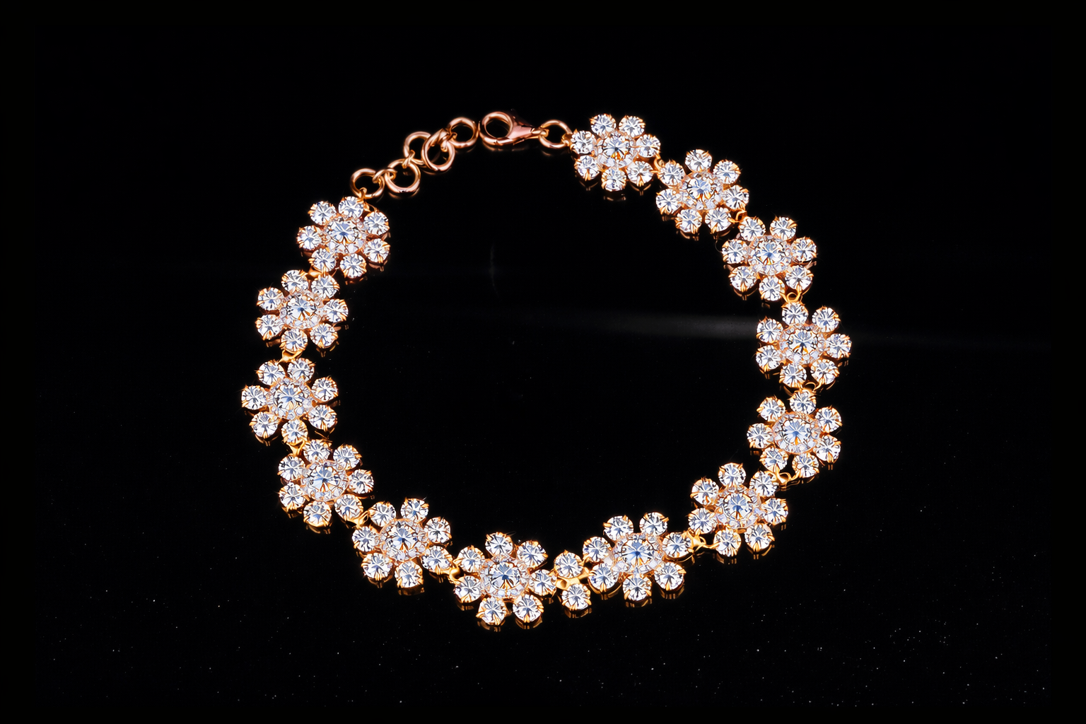 Diamond Floral Bracelet | Luxury Flower Diamond Bracelet in Gold & Silver