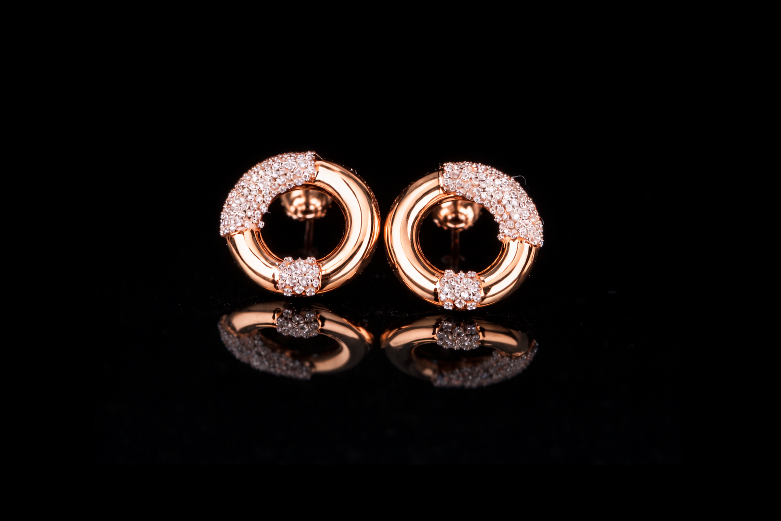 Luxury Diamond Circle Stud Earrings | 18K, 14K, 10K Gold & Silver
