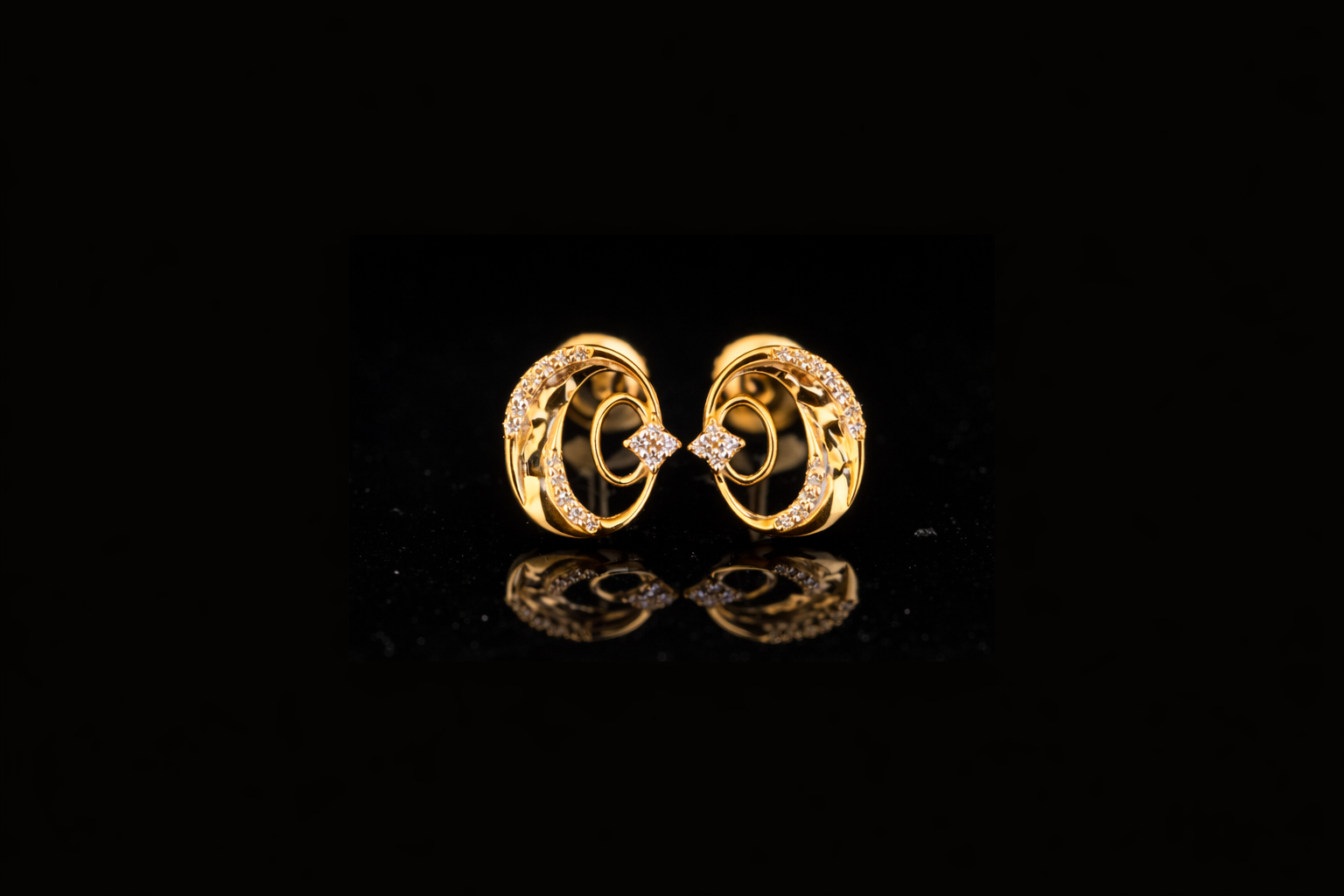 Infinity Swirl Diamond Stud Earrings | 18K, 14K, 10K Gold & Silver