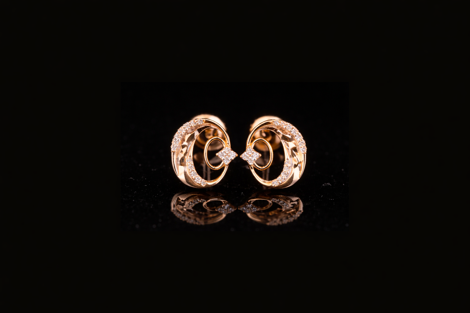 Infinity Swirl Diamond Stud Earrings | 18K, 14K, 10K Gold & Silver