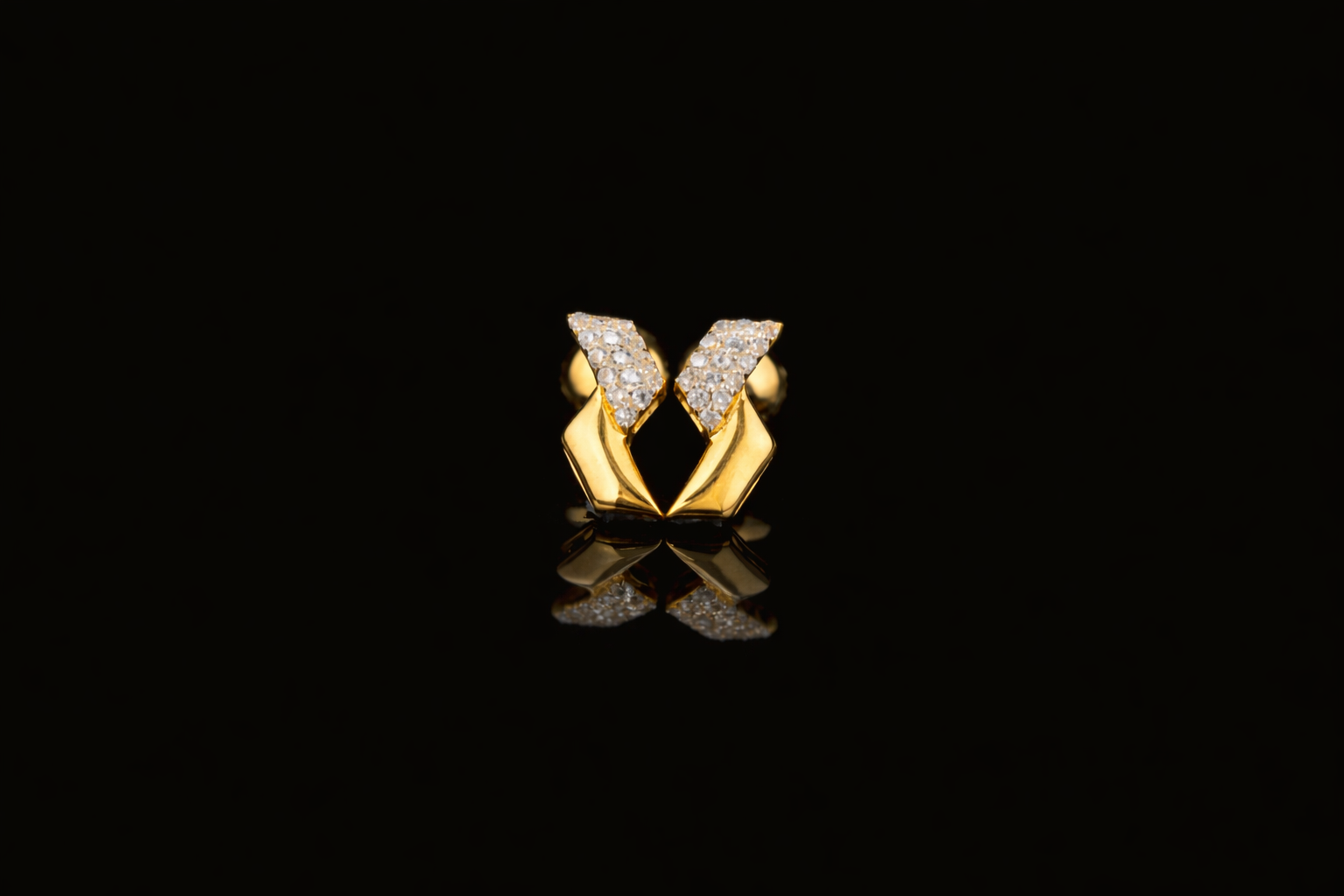 Luxury Diamond V-Shape Stud Earrings | 18K, 14K, 10K Gold & Silver