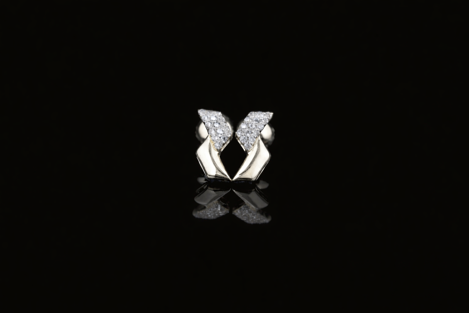 Luxury Diamond V-Shape Stud Earrings | 18K, 14K, 10K Gold & Silver