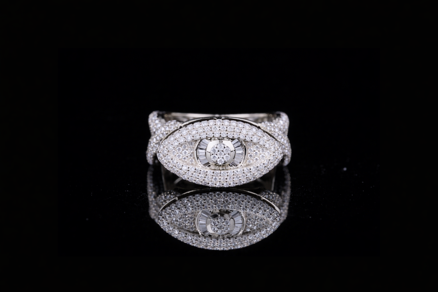 Luxury Evil Eye Diamond Ring | Designer Gold & Silver Ring (18KT, 14KT, 10KT Available)