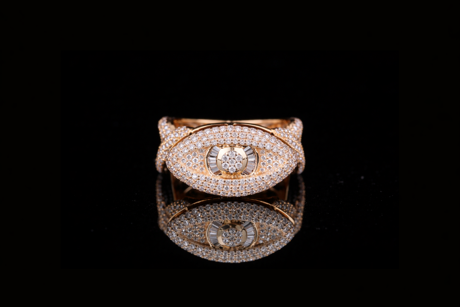 Luxury Evil Eye Diamond Ring | Designer Gold & Silver Ring (18KT, 14KT, 10KT Available)