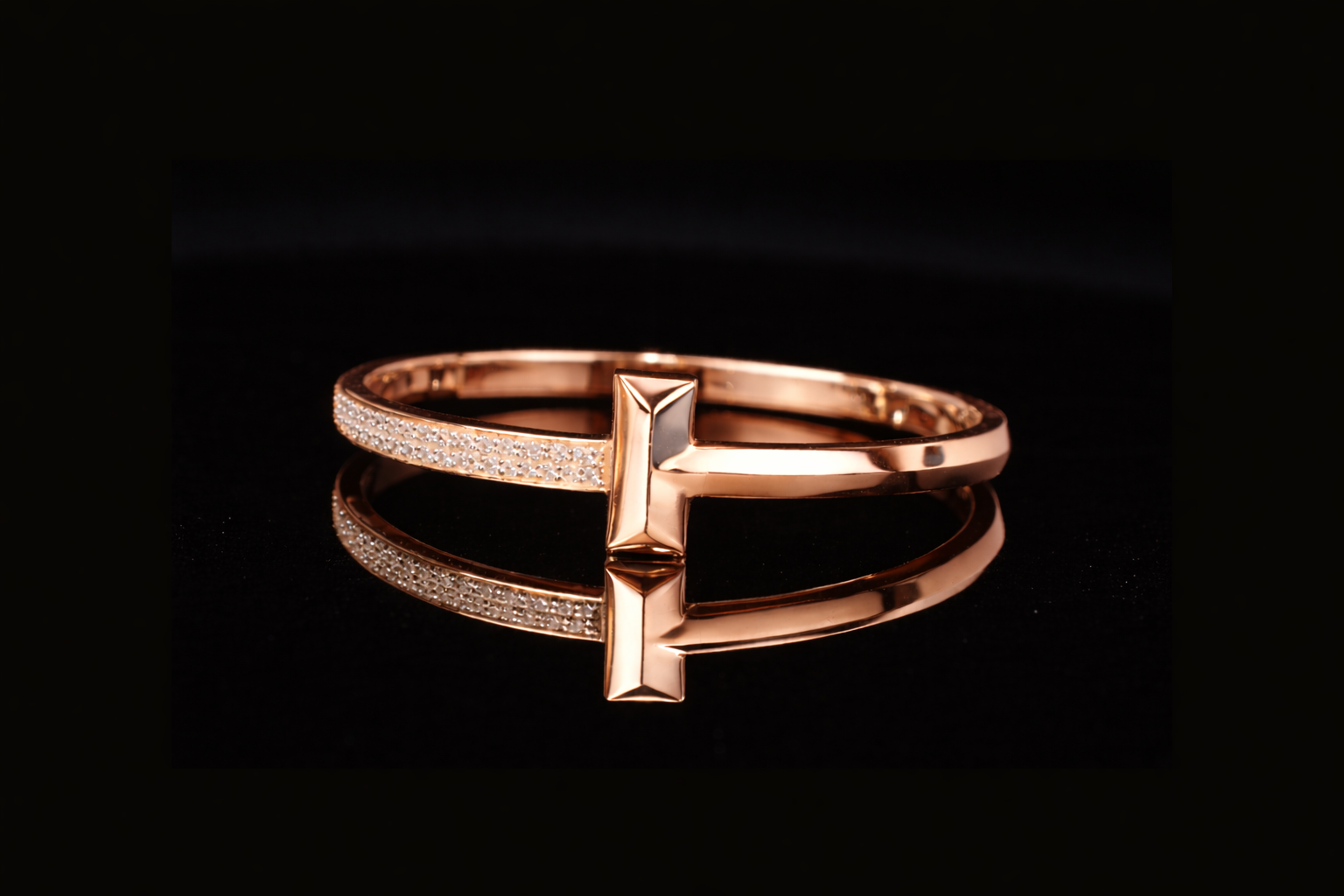 Diamond Cross Bangle Bracelet | Minimalist Diamond Cross Bracelet in Gold & Silver
