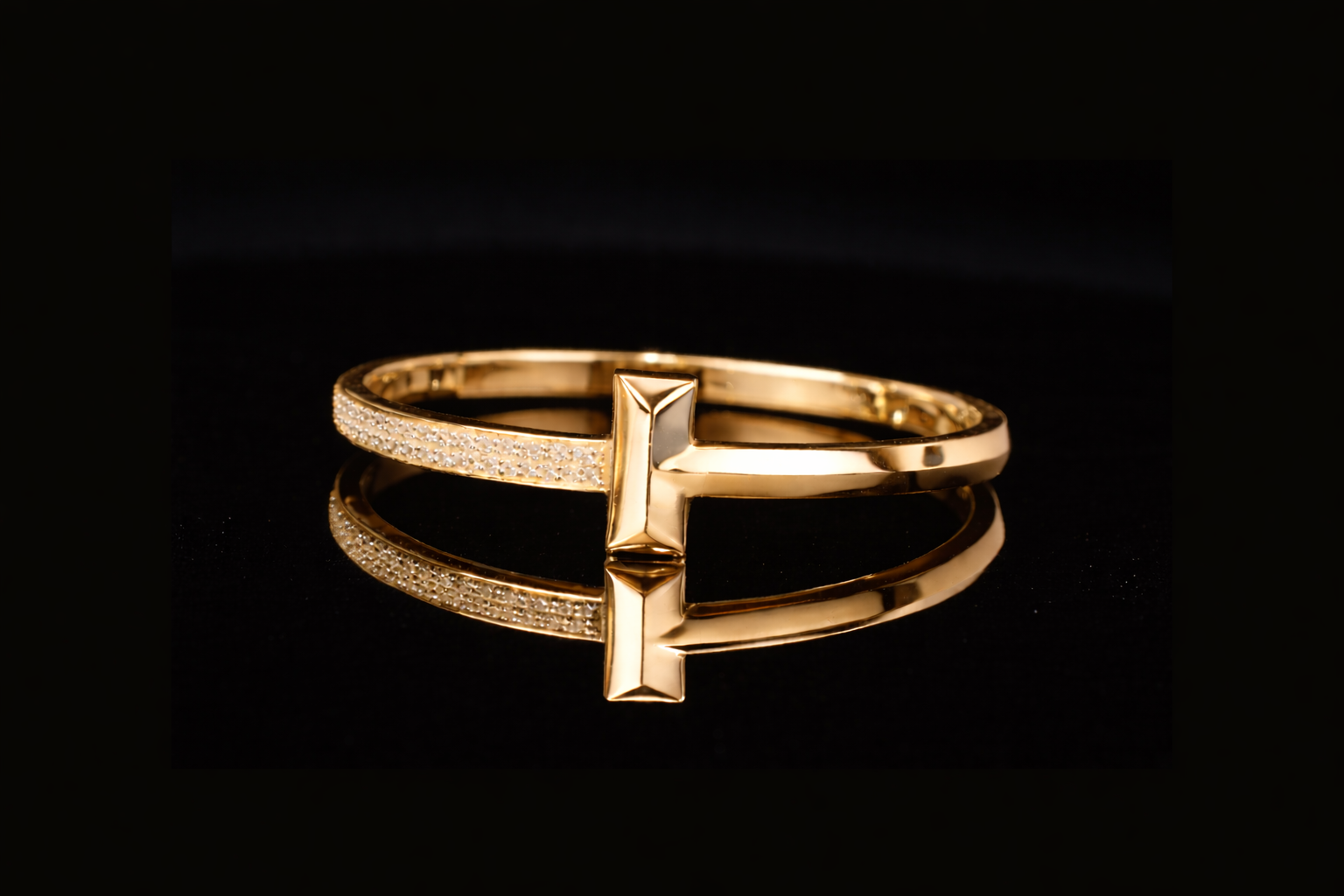 Diamond Cross Bangle Bracelet | Minimalist Diamond Cross Bracelet in Gold & Silver