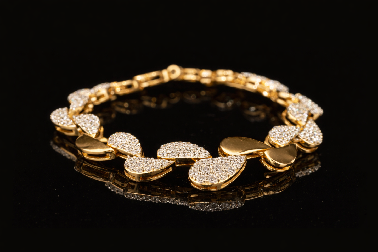 Rose Gold Diamond Heart Bracelet | Luxury Diamond Bracelet in Gold & Silver