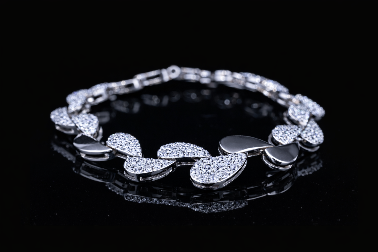 Rose Gold Diamond Heart Bracelet | Luxury Diamond Bracelet in Gold & Silver