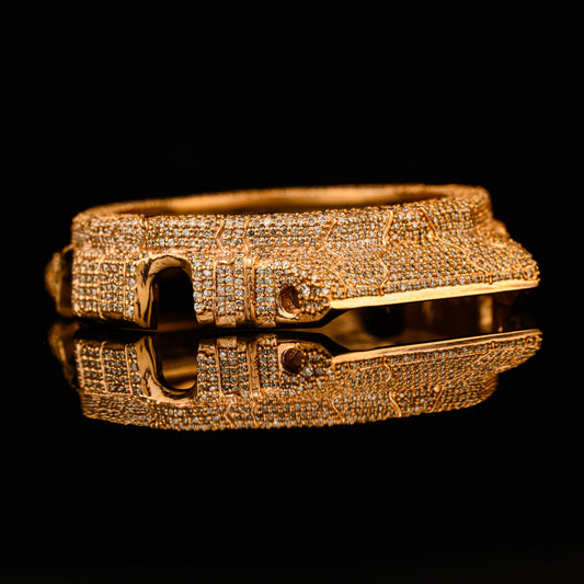 Cracked Flooded Diamond GA2100 Gold Bezel