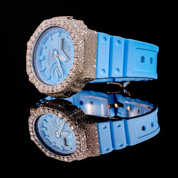 Iced Out Sky Blue G-Shock Watch