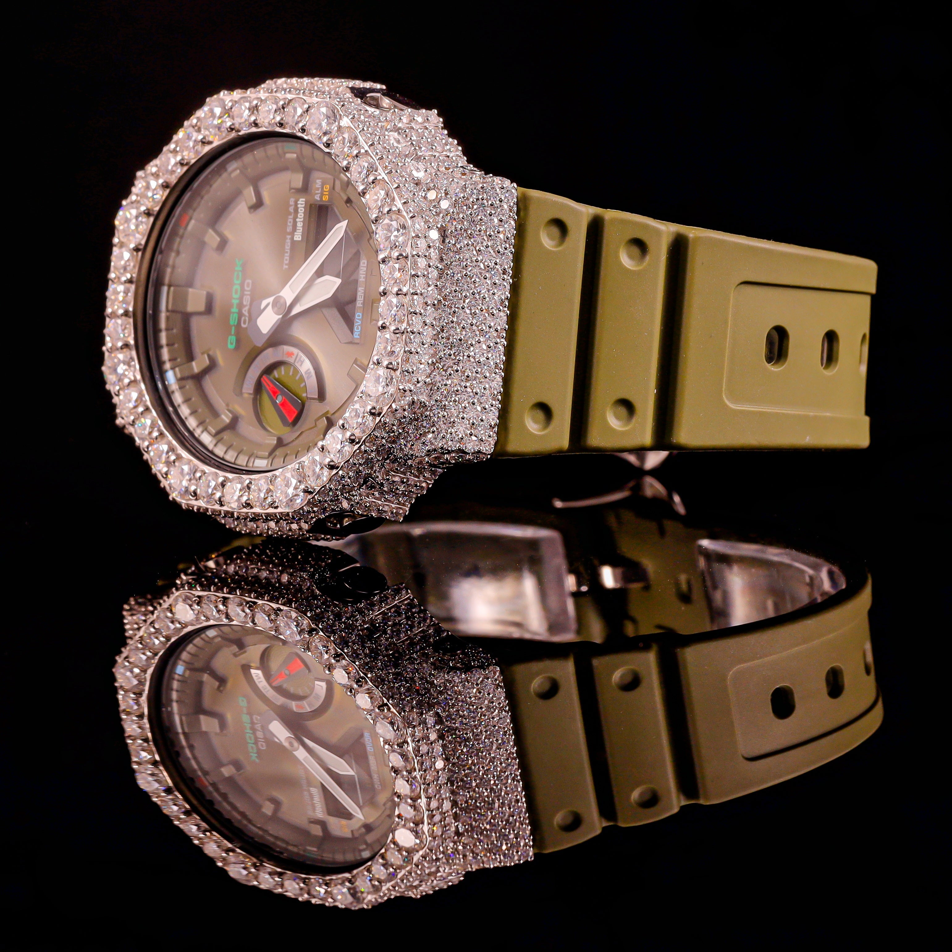 Olive Green Iced Out G-Shock Watch
