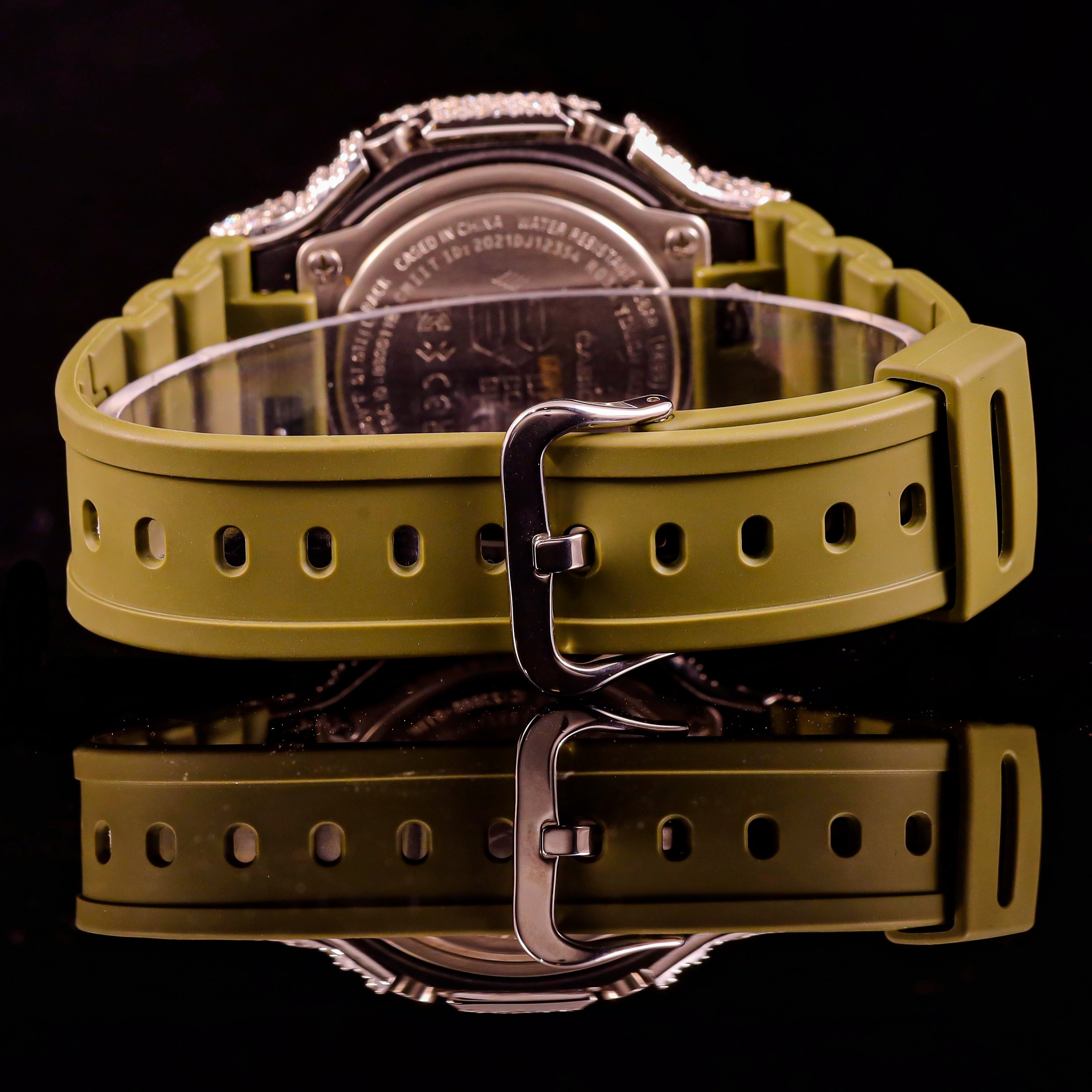 Olive Green Iced Out G-Shock Watch