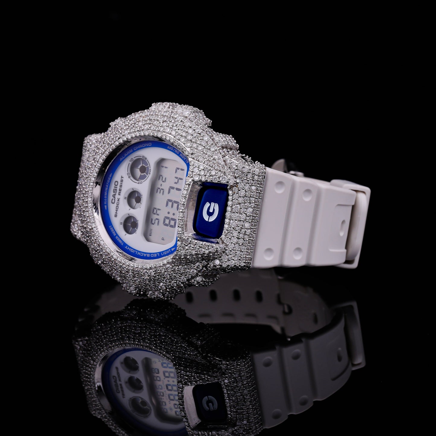 Flooded Moissanite G-Shock Whiteout Watch