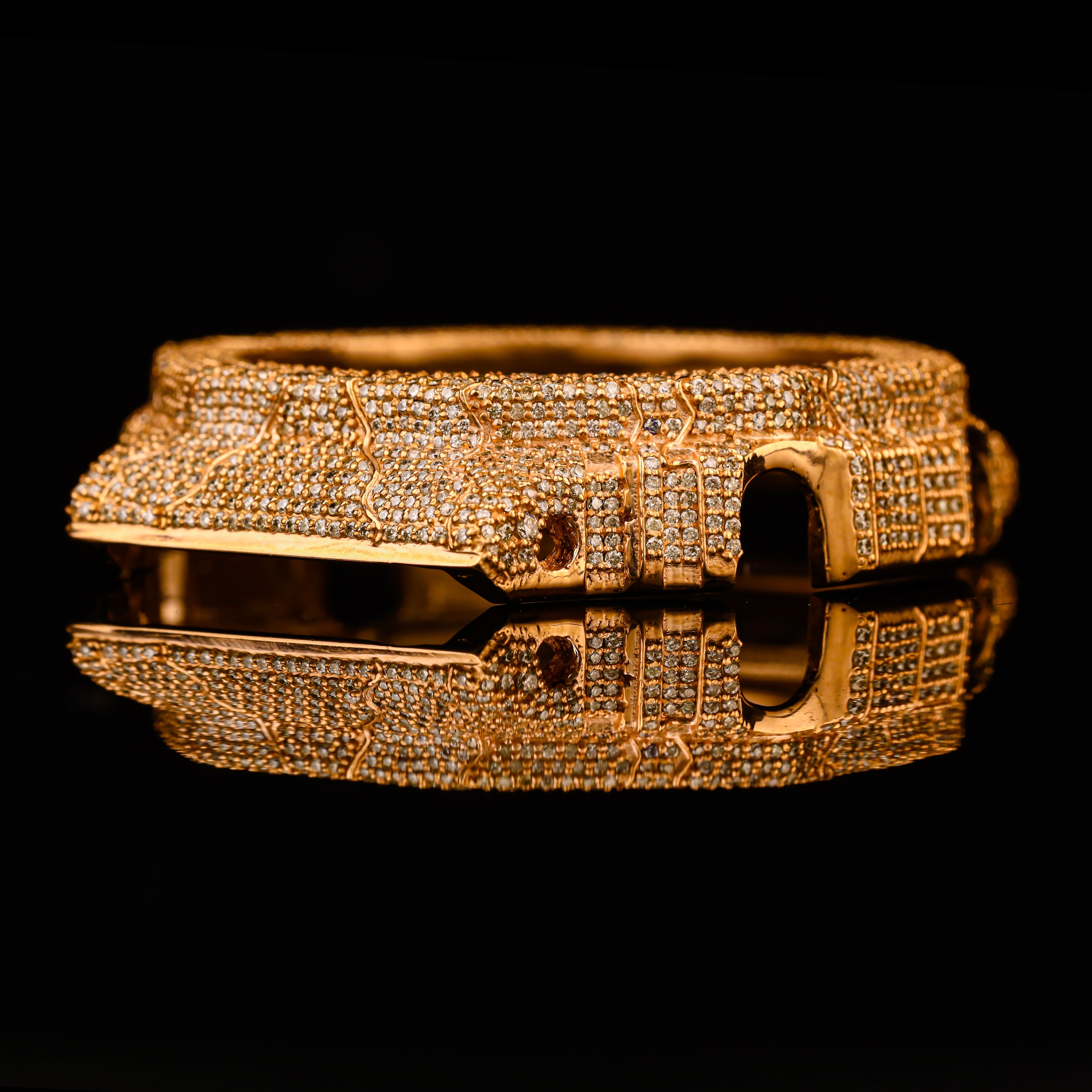 Cracked Flooded Diamond GA2100 Gold Bezel