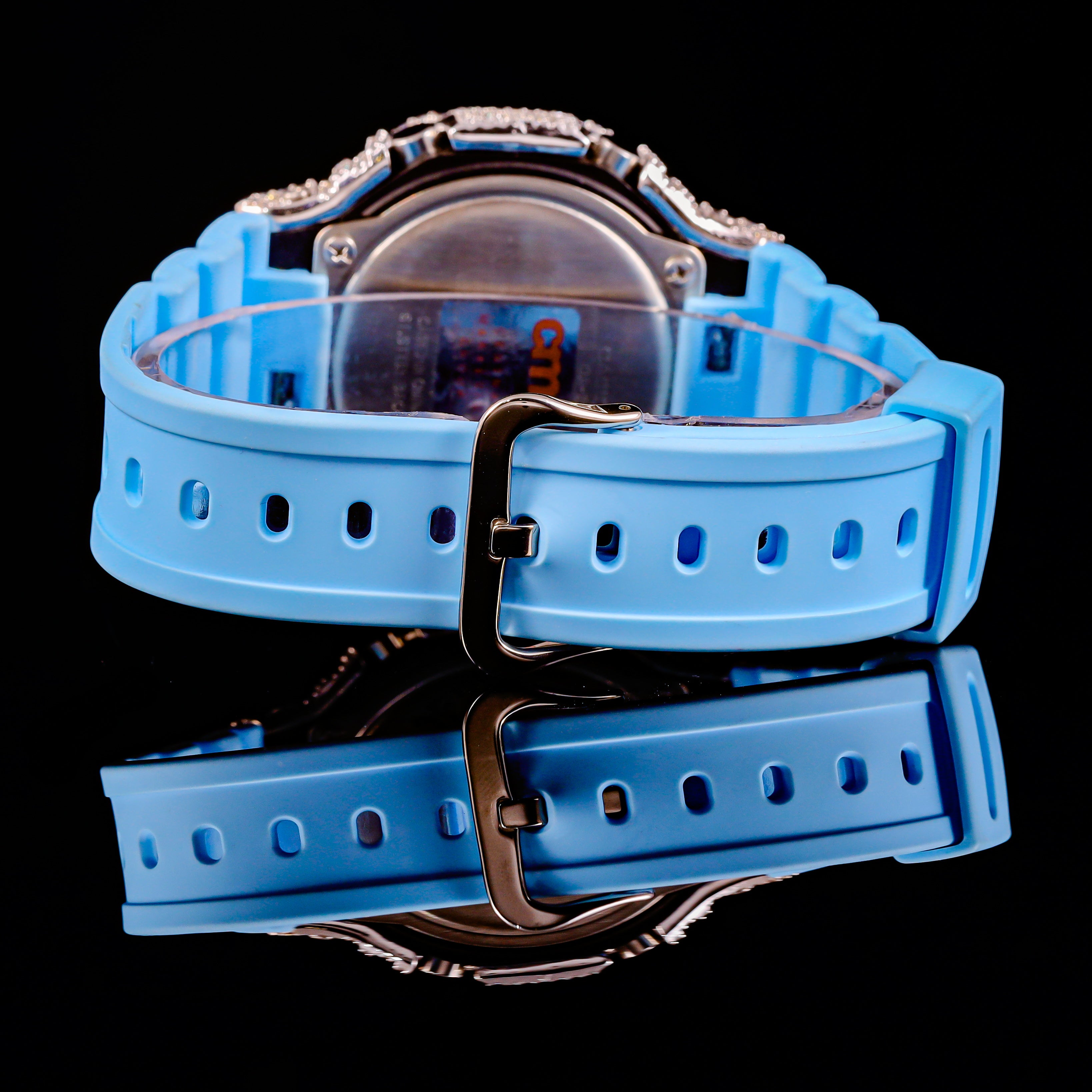Iced Out Sky Blue G-Shock Watch