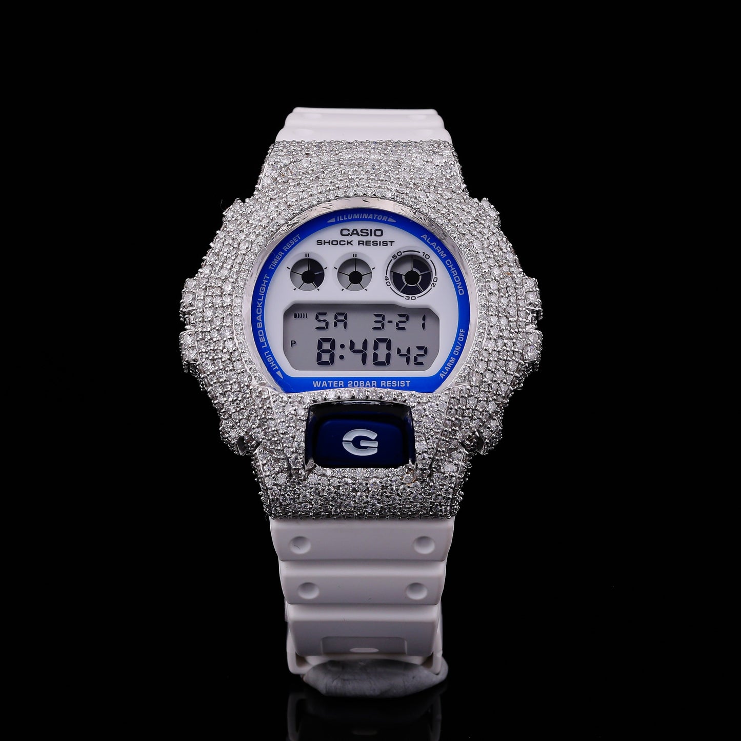 Flooded Moissanite G-Shock Whiteout Watch