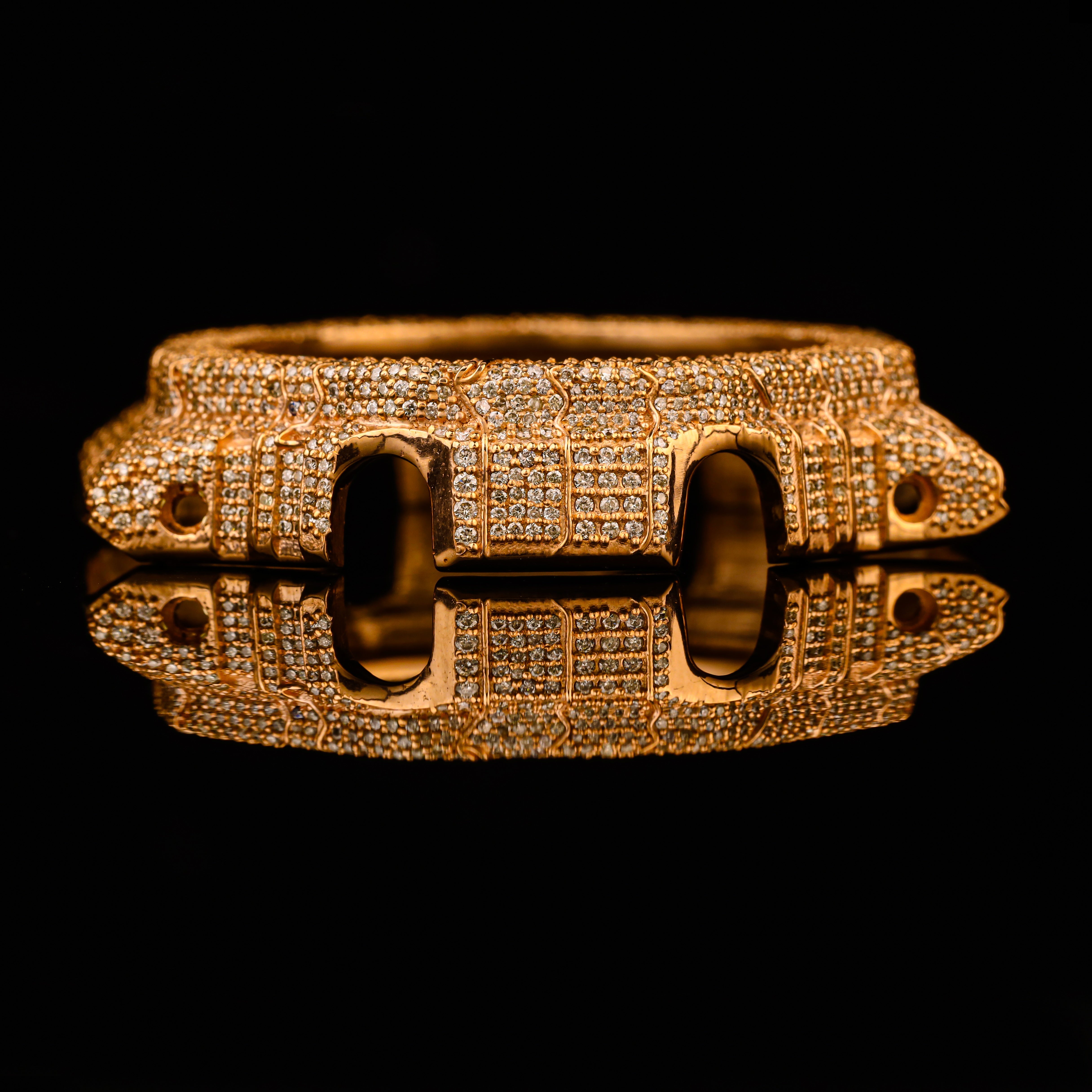 Cracked Flooded Diamond GA2100 Gold Bezel