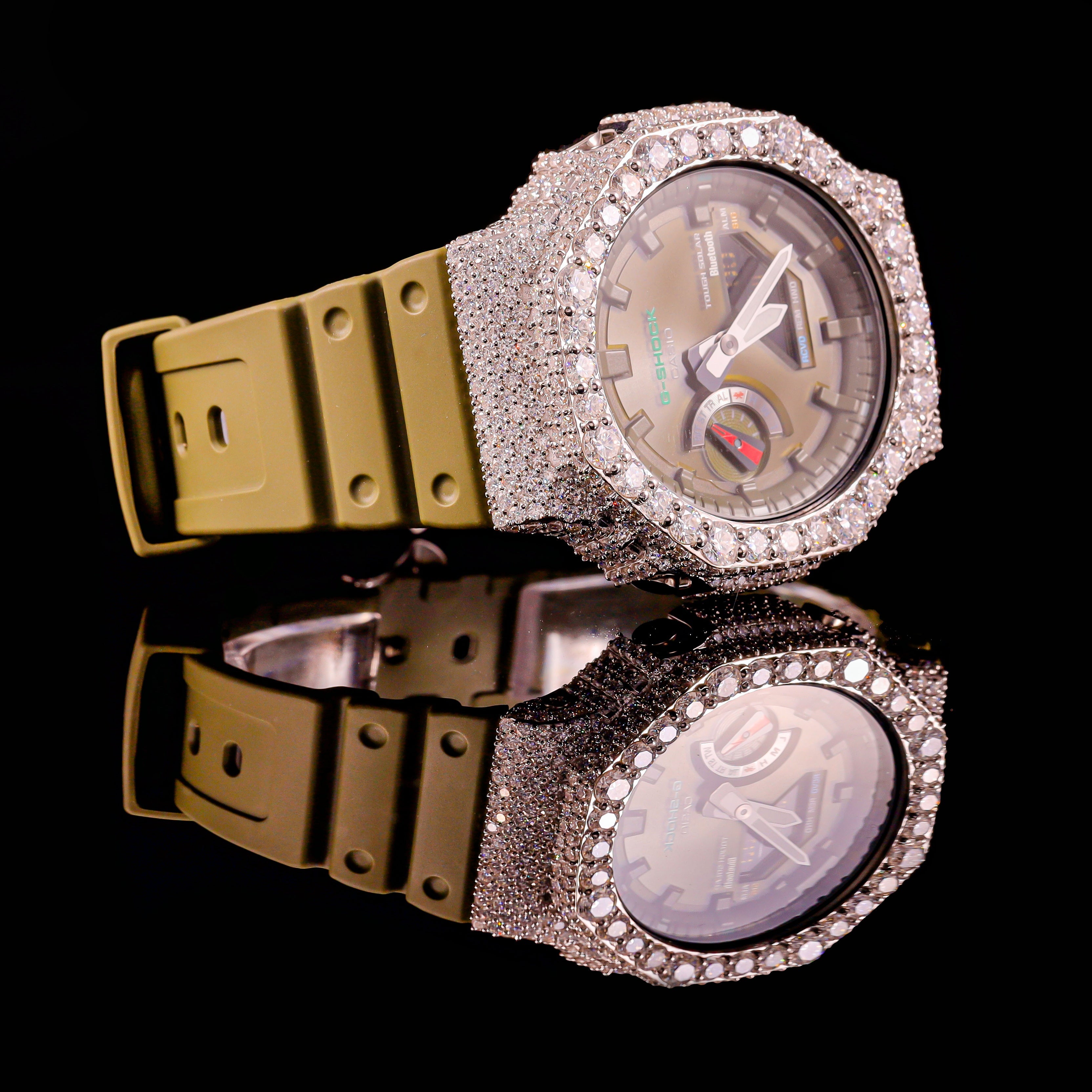 Olive Green Iced Out G-Shock Watch