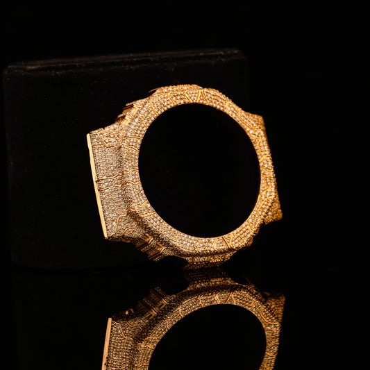 Cracked Flooded Diamond GA2100 Gold Bezel