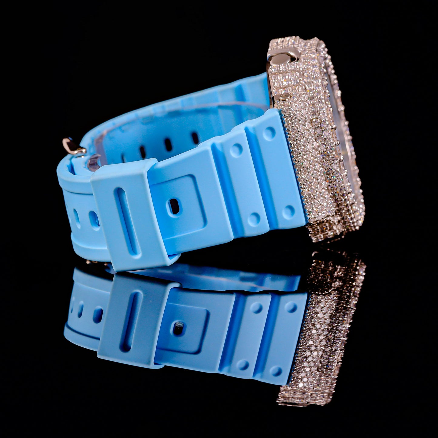 Iced Out Sky Blue G-Shock Watch