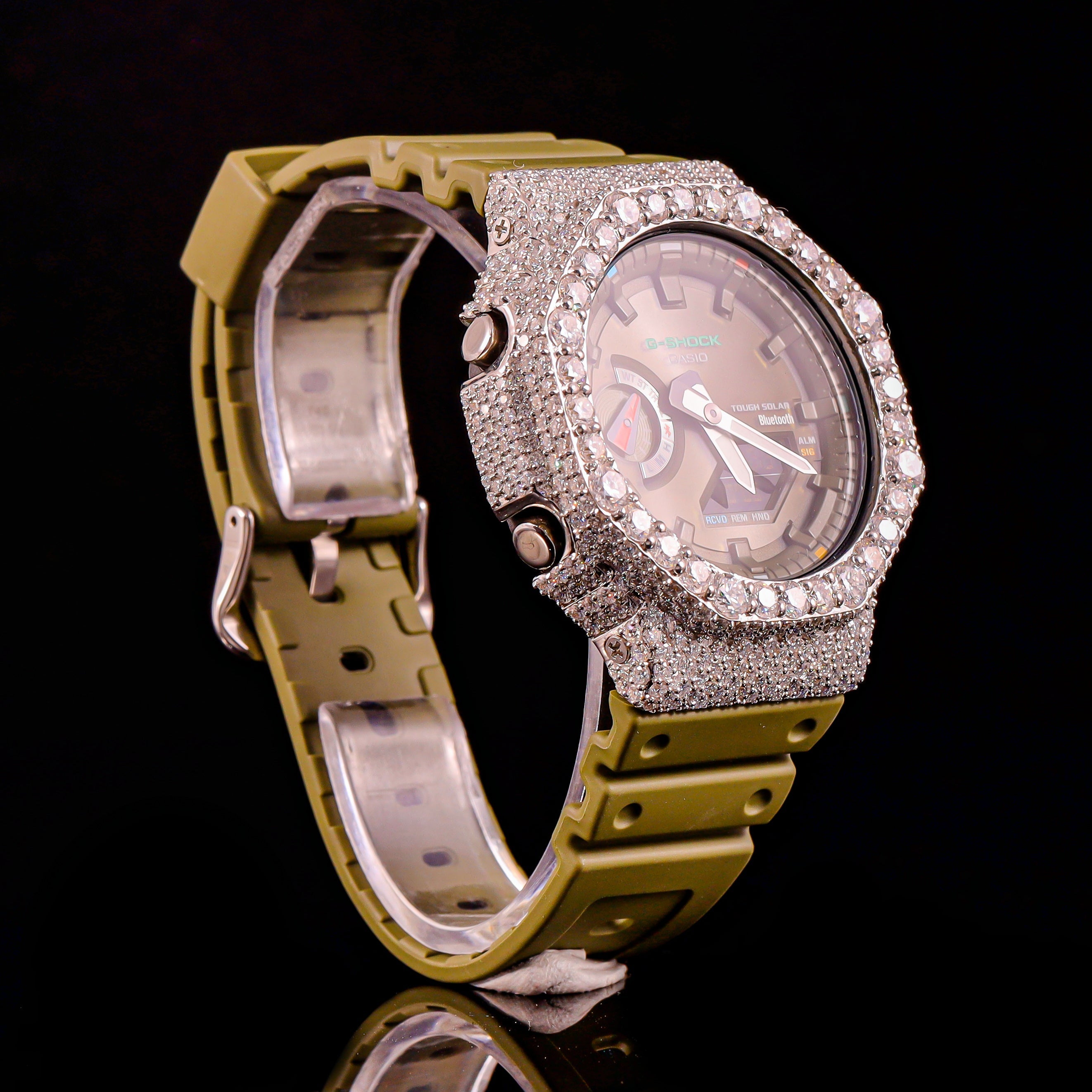 Olive Green Iced Out G-Shock Watch