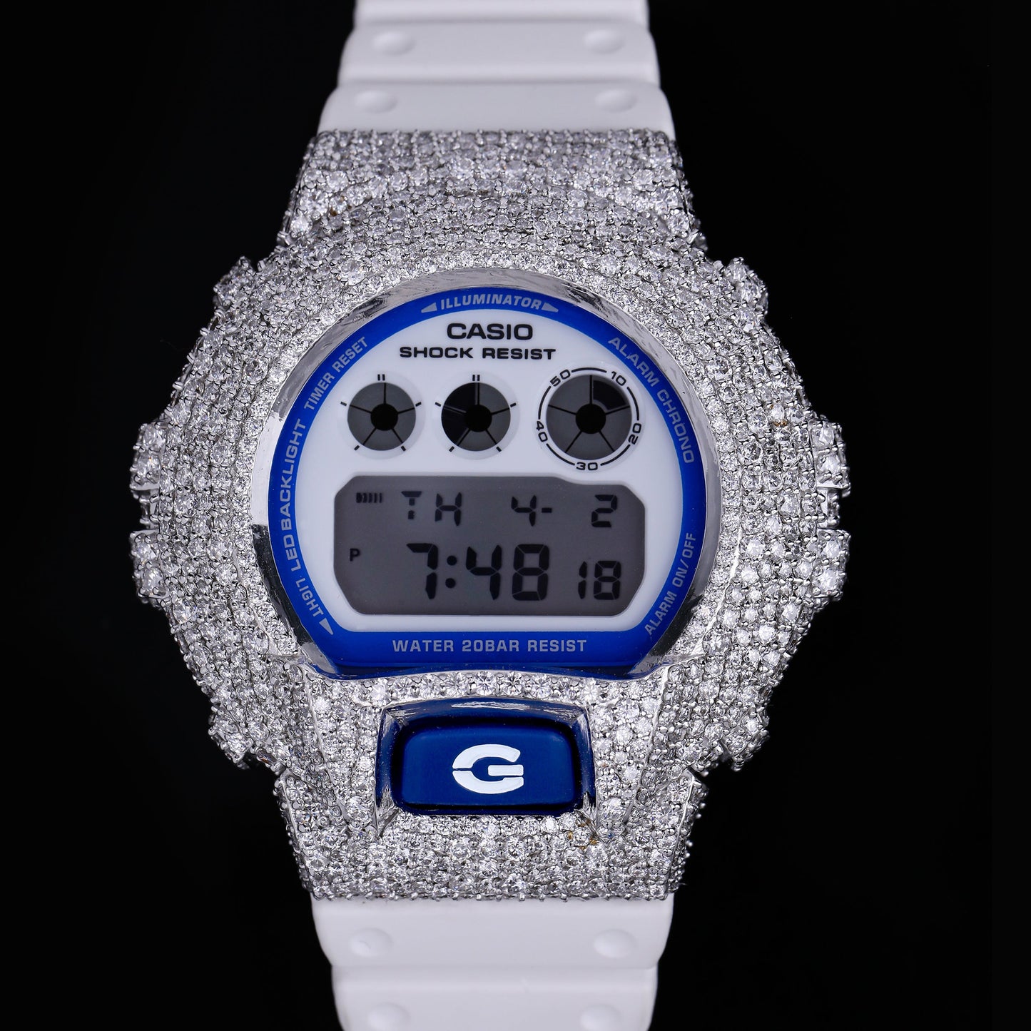 Flooded Moissanite G-Shock Whiteout Watch