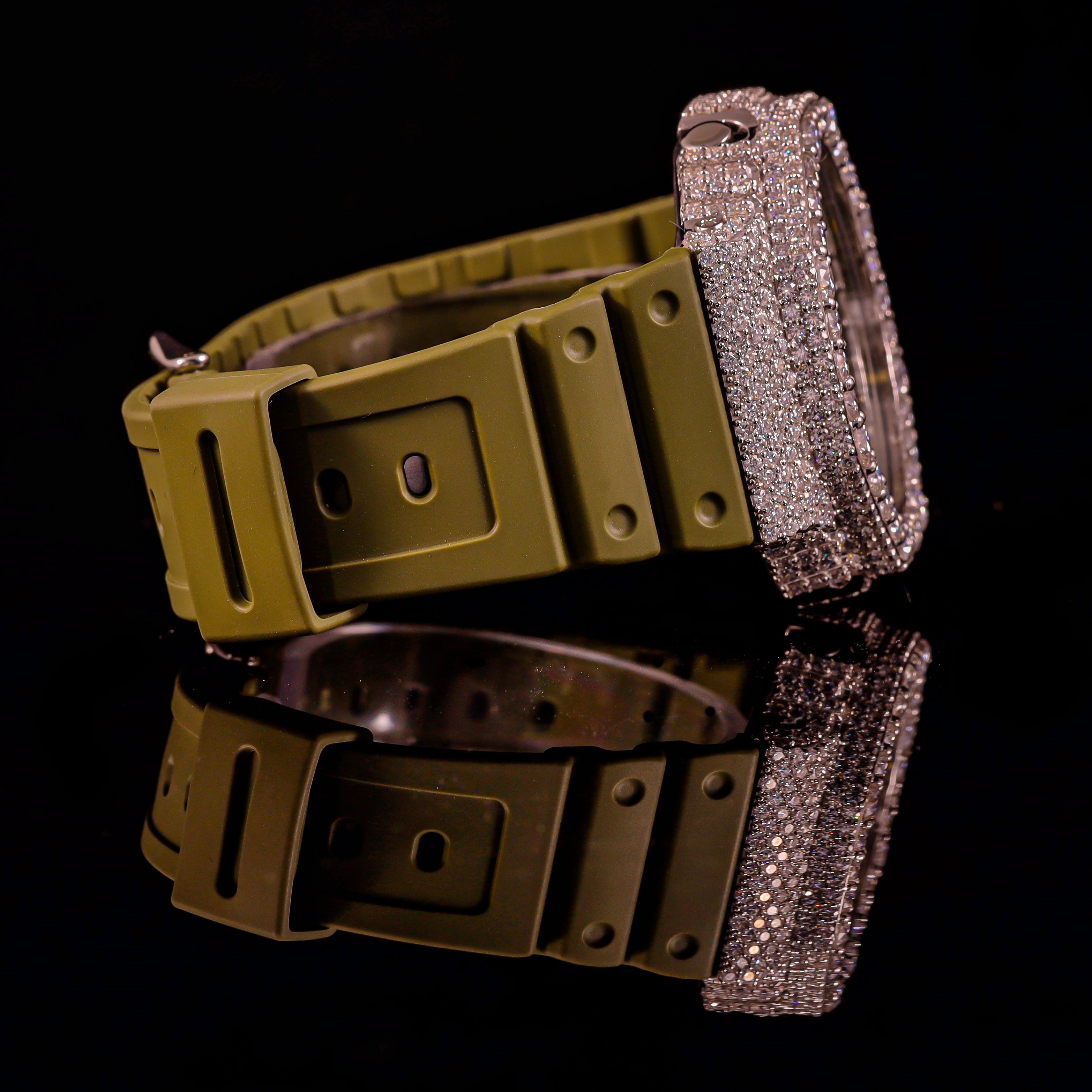 Olive Green Iced Out G-Shock Watch