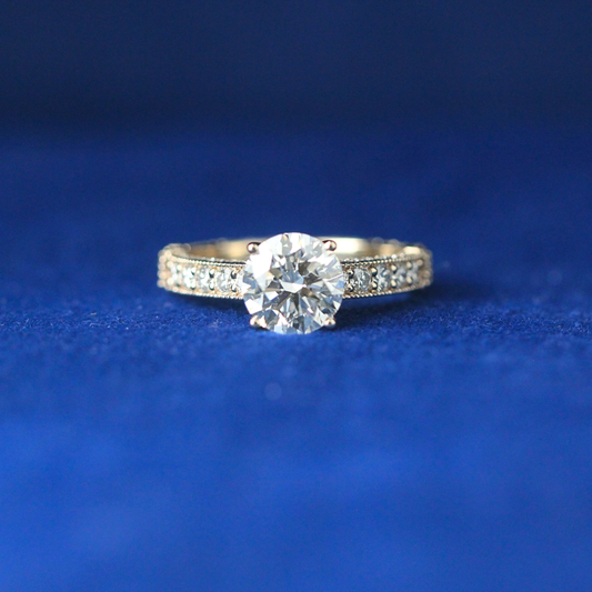 Front view of the Stellar Fusion diamond ring, crafted in 925 silver and set with moissanite stones, blending elegance and bold hip hop style.