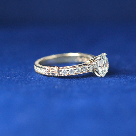Left side view of the Stellar Fusion ring showcasing intricate details and premium moissanite diamond settings.