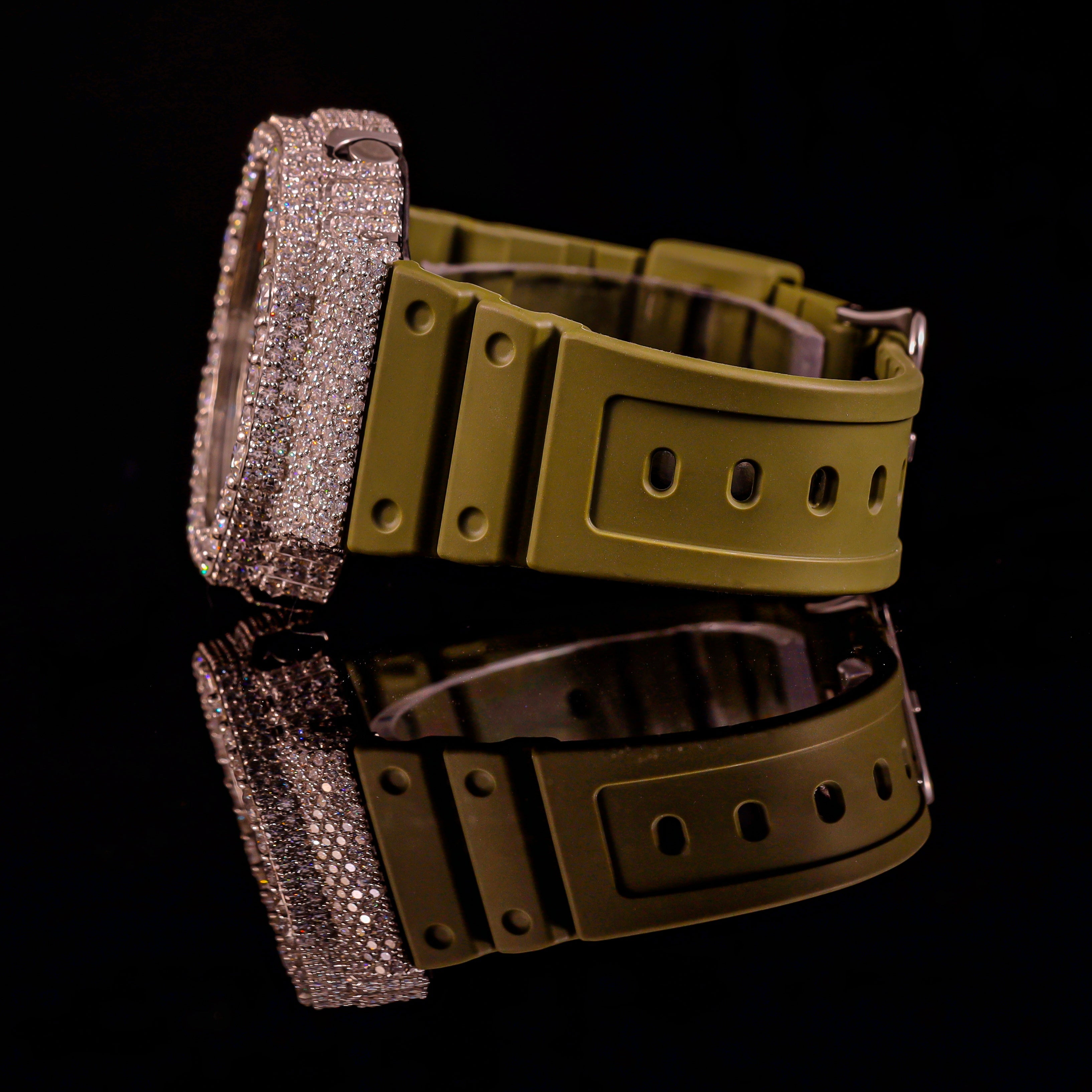 Olive Green Iced Out G-Shock Watch