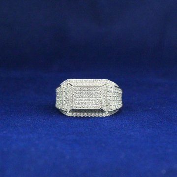 Front view of Zirconia Square Ring in 925 silver with brilliant square-cut zirconia stones, elegant fine jewelry.

