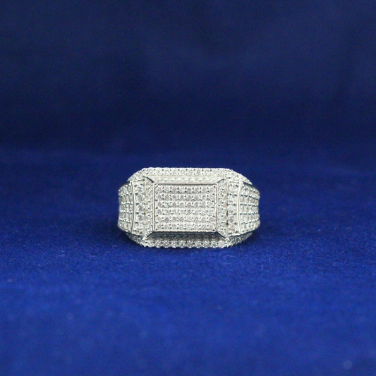Front view of Zirconia Square Ring in 925 silver with brilliant square-cut zirconia stones, elegant fine jewelry.

