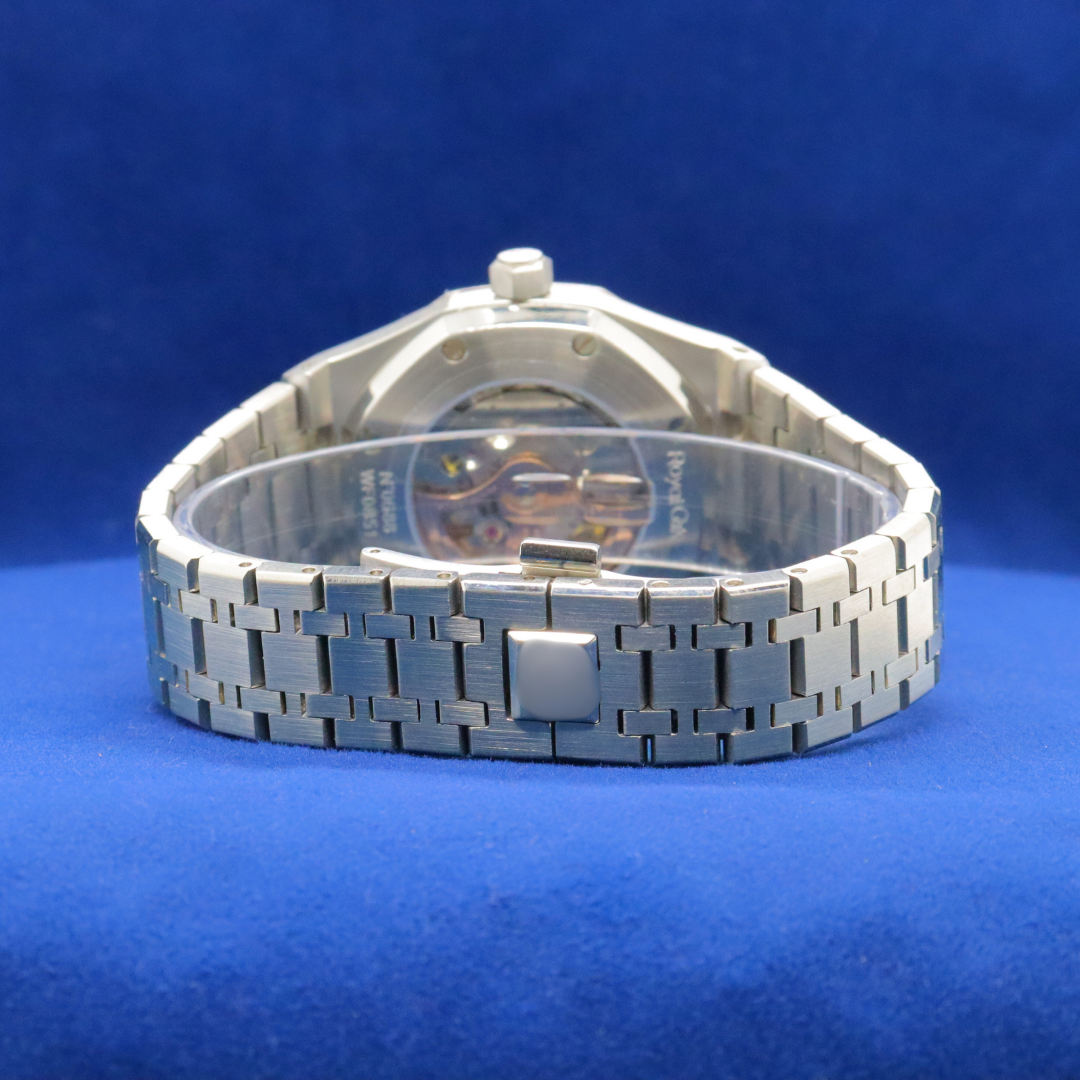 Back view of Arctic Steel Timepiece stainless steel watch, showcasing premium craftsmanship.


