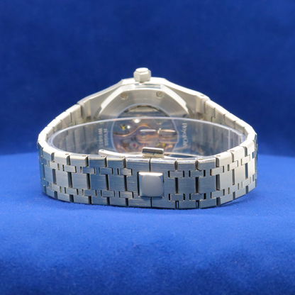 Back view of Arctic Steel Timepiece stainless steel watch, showcasing premium craftsmanship.


