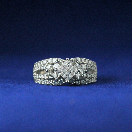 Front view of Crown Luxe Ring with Moissanite diamonds – Fine jewelry

