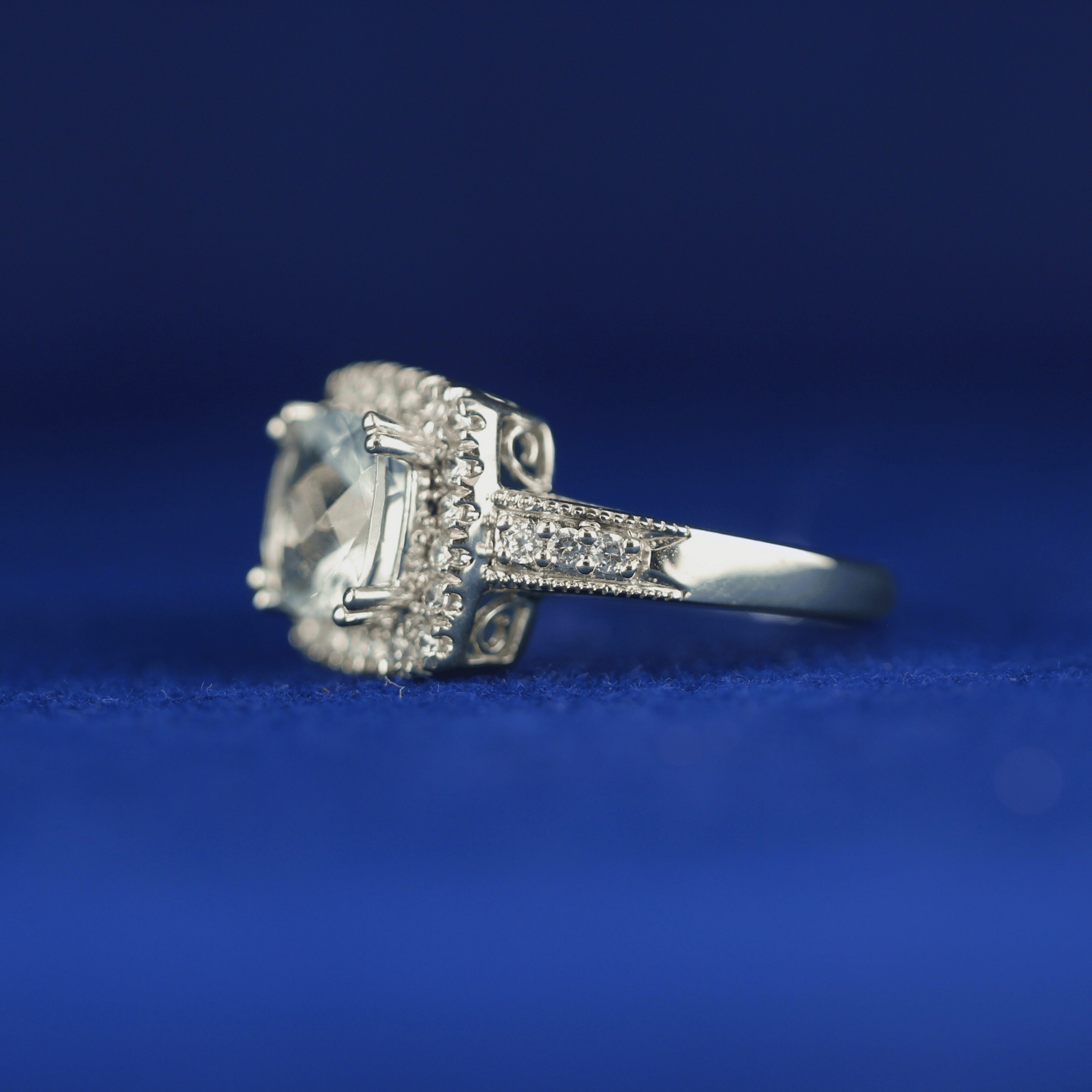 Left side view of Cubic Zirconia Sterling Silver Ring – Fine jewelry

