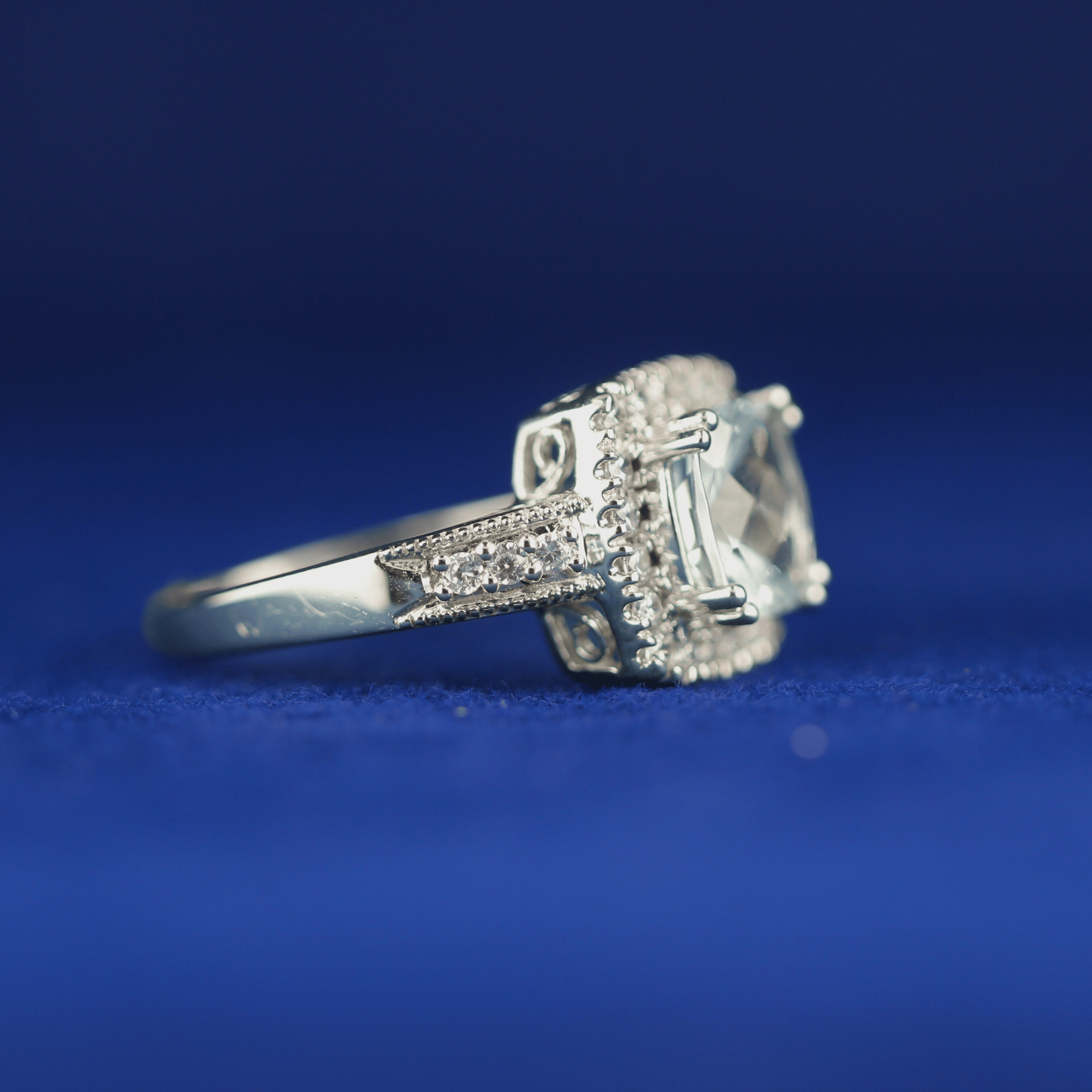 Right side view of Cubic Zirconia Sterling Silver Ring – Fine jewelry

