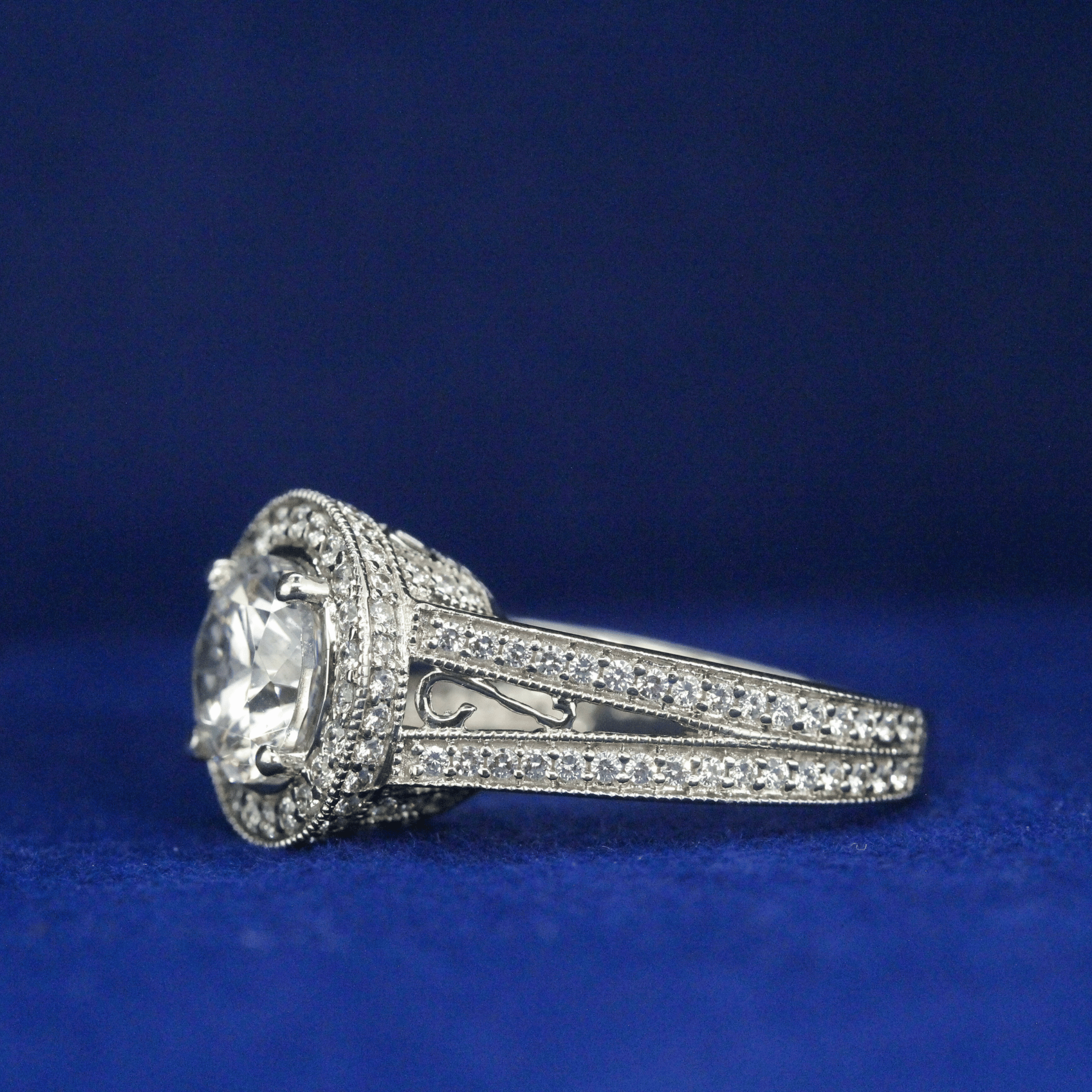 Left side view of Dazzling Solitaire Ring with Moissanite diamond – Fine jewelry

