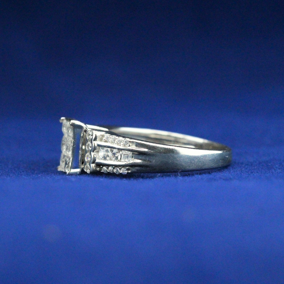 Left side view of Imperial Frost Ring with Moissanite diamonds – Fine jewelry

