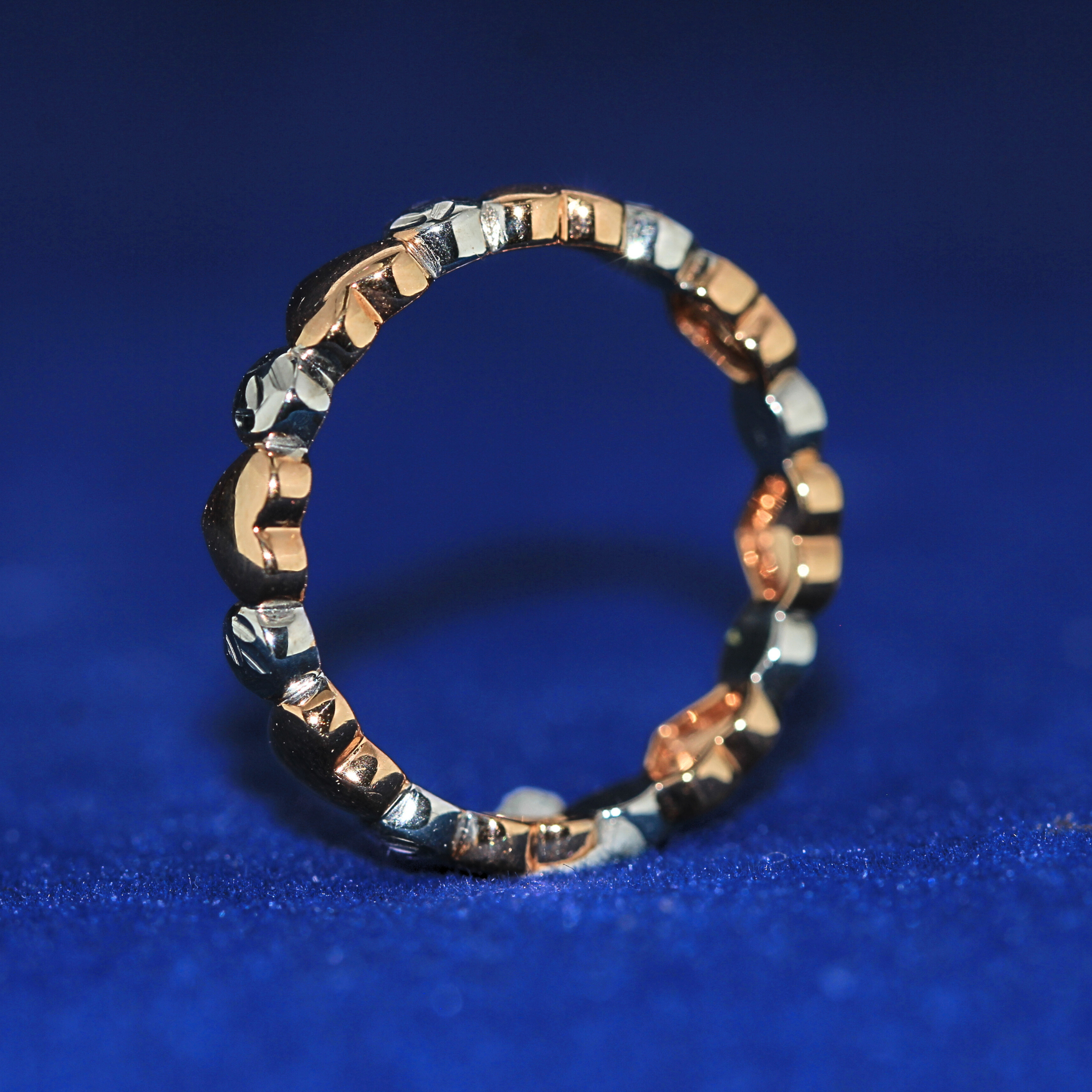 Top Front view of Luxe Love Band in 925 silver with MOISSANITE diamonds, a timeless fine jewelry piece.
