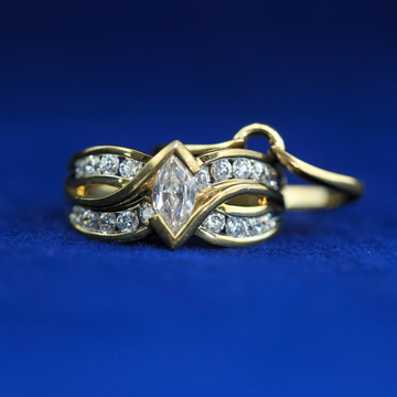 Front view of Marquise Diamond Wedding Band in Gold – Fine jewelry

