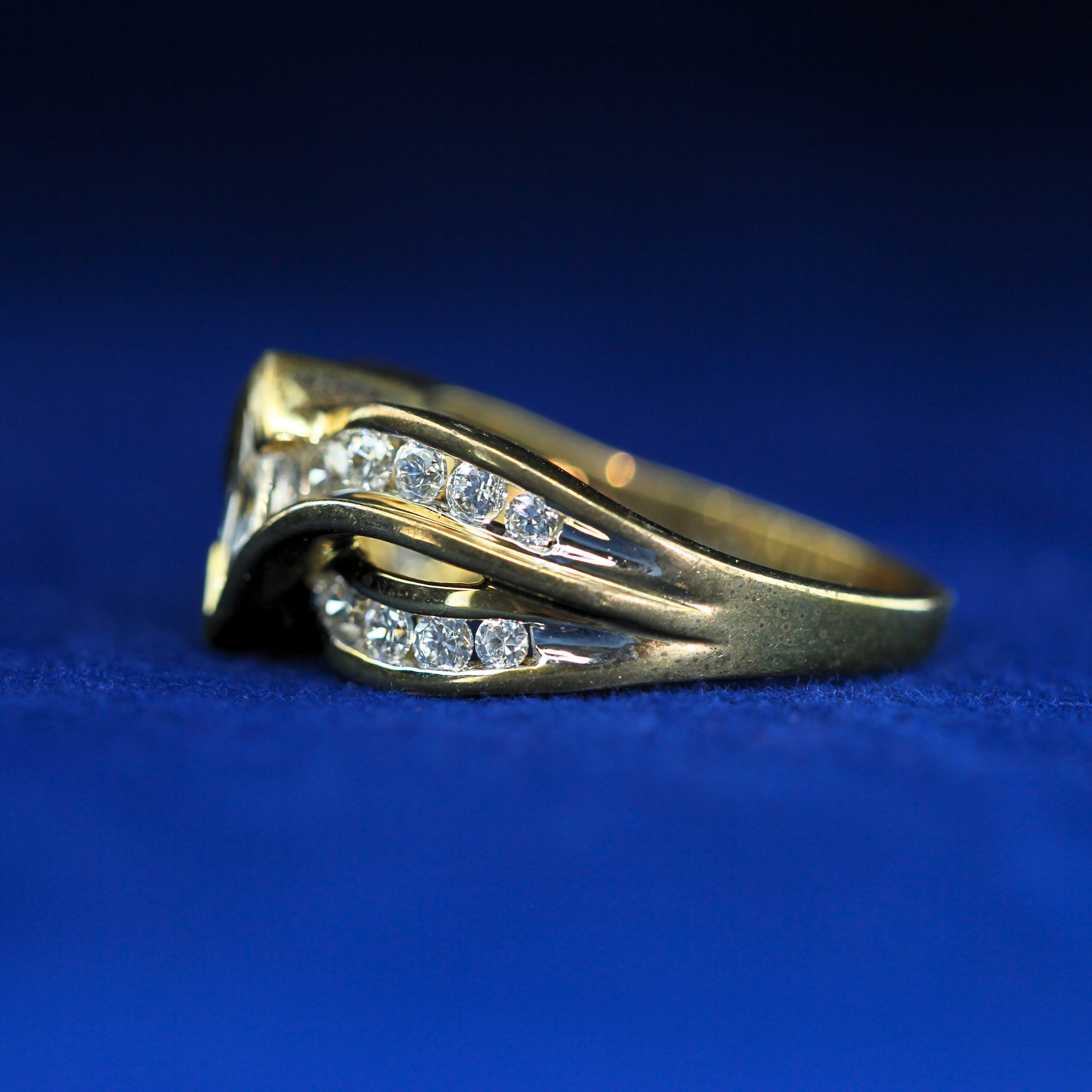Left side view of Marquise Diamond Wedding Band in Gold – Fine jewelry

