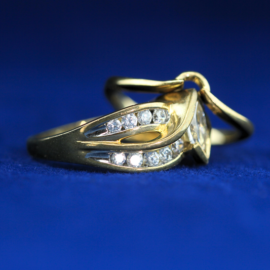 Right side view of Marquise Diamond Wedding Band in Gold – Fine jewelry

