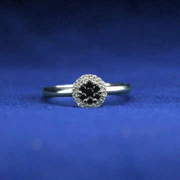 Front view of Midnight Halo Ring with Moissanite diamonds – Fine jewelry

