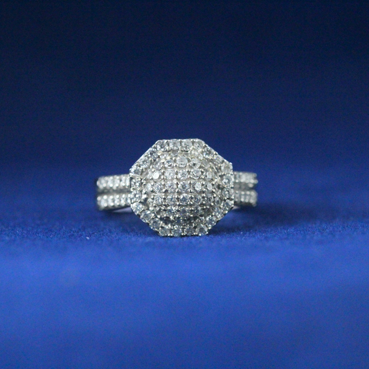 Front view of Opulent Ice Ring with Moissanite diamonds – Fine jewelry

