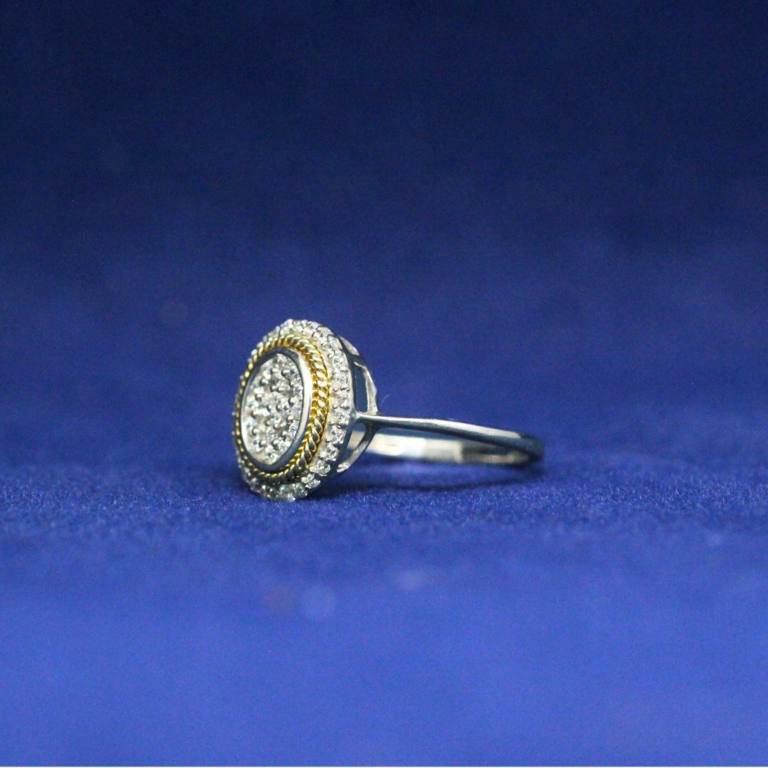 Left side view of Oval Radiance Ring with Moissanite diamonds – Fine jewelry

